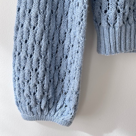 Reformation 100% Linen Blue Rose Pointelle Sweater - Picture 6 of 16